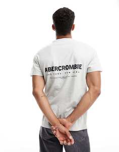 Серая меланжевая футболка оверсайз с логотипом спереди и сзади Abercrombie &amp; Fitch