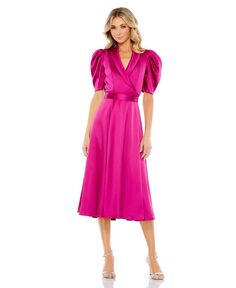 Женское платье трапециевидной формы с пышными рукавами длиной четверти Ieena MAC DUGGAL, розовый