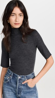 Футболка Vince Elbow Sleeve Turtleneck, угольный