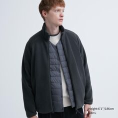 Флисовая толстовка на молнии Zipped Uniqlo, темно-серый