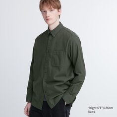 Рубашка Uniqlo Flannel Regular Fit, оливковый