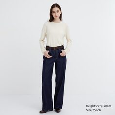 Джинсы Baggy Fit с низкой посадкой Uniqlo, темно-синий