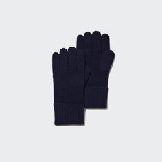 Трикотажные перчатки из 100% кашемира Uniqlo, темно-синий