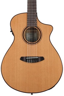 Акустическая электрогитара Breedlove ECO Pursuit Exotic S Concert CE с нейлоновыми струнами — красный кедр-миртлвуд PSCN01NCERCMY