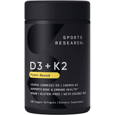 Витамины D3 + K2 Sports Research, 120 капсул