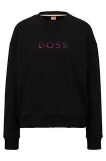 Свитшот Boss Relaxed-fit Cotton-blend With Logo Detail, черный
