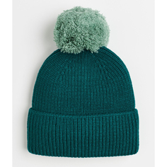 Ребристая шапка с помпоном H&amp;M, темно-зеленый/светло-зеленый H&M