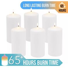 Stonebriar Collection Высокие долгогорящие белые восковые свечи без запаха, набор из 6 предметов