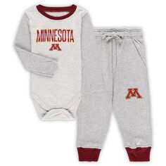 Набор из боди с длинными рукавами и брюк с длинными рукавами Infant Wes &amp; Willy Heather Minnesota Golden Gophers Jie Jie Grey Minnesota Golden Gophers Unbranded