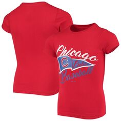 Молодежная красная футболка Chicago Cubs для девочек Fly the Flag Outerstuff