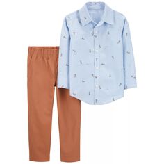 Комплект из двух предметов: рубашка и штаны с принтом бумажных самолетов на пуговицах для маленьких мальчиков Carter&apos;s Carter&apos;s Carters