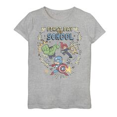 Простая футболка с рисунком «Первый день в школе» для девочек 7–16 лет «Marvel Avengers» Licensed Character