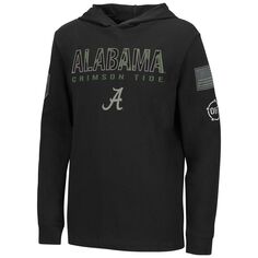 Молодежная футболка Colosseum Black Alabama Crimson Tide OHT Military Appreciation Tango с длинными рукавами и капюшоном Colosseum