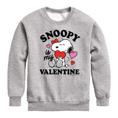 Флисовый свитшот Peanuts Snoopy Valentine для мальчиков 8–20 лет Licensed Character, серый