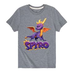 Футболка с логотипом Spyro для мальчиков 8–20 лет Licensed Character, серый