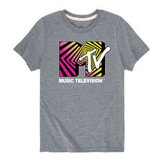 Классическая футболка MTV с оптическим рисунком и логотипом для мальчиков 8–20 лет Licensed Character, серый