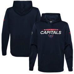 Темно-синий пуловер с капюшоном с логотипом Youth Fanatics Washington Capitals Authentic Pro Fanatics