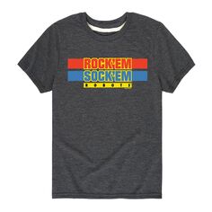 Футболка Rock Em Sock Em для мальчиков 8–20 лет с графическим принтом и логотипом Licensed Character, серый