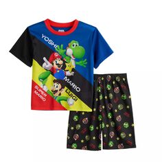 Пижамный комплект из топа и шорт Nintendo Super Mario, Yoshi and Luigi для мальчиков 4–12 лет Licensed Character