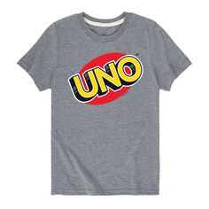 Футболка с логотипом Mattel UNO для мальчиков 8–20 лет Licensed Character, серый