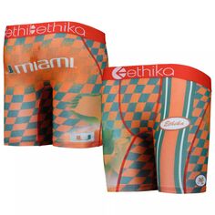 Молодежные боксеры в шахматную клетку Ethika Orange Miami Hurricanes Podium Unbranded