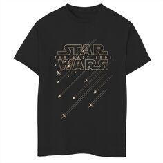Золотая платиновая футболка с логотипом Rebel Fleet для мальчиков 8–20 лет «Звездные войны: Последние джедаи» Licensed Character