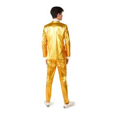 Костюм OppoSuits золотого цвета с эффектом металлик, костюм-тройка для мальчиков 10–16 лет OppoSuits