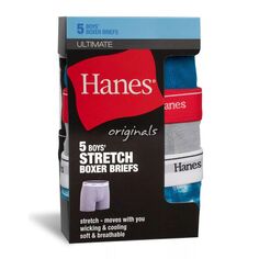 Набор из 5 трусов-боксеров Hanes Originals Ultimate для мальчиков 6–20 лет Hanes