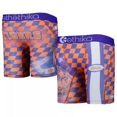 Молодежные боксеры в шахматную клетку Ethika Orange Clemson Tigers Podium Unbranded