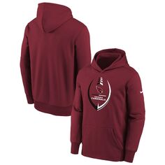 Молодежный пуловер с капюшоном Nike Cardinal Arizona Cardinals Icon Performance Nike