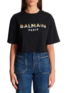 Укороченная футболка Balmain Paris Balmain, черный