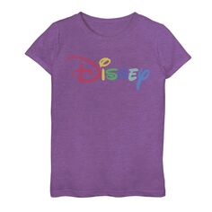 Футболка с радужным логотипом Disney для девочек 7–16 лет Disney, фиолетовый