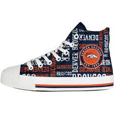 Молодежные высокие кроссовки из плотной ткани FOCO Denver Broncos с повторяющимся текстом Unbranded