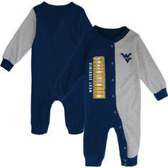 Двухцветная пижама для младенцев темно-синего/серого цвета West Virginia Mountaineers Half-Time Outerstuff