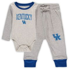 Комплект боди и брюк с длинными рукавами Infant Wes &amp; Willy Heathered Grey/Royal Kentucky Wildcats Jie Jie Unbranded