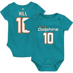 Боди Infant Tyreek Hill Aqua Miami Dolphins Mainliner с именем и номером игрока Outerstuff