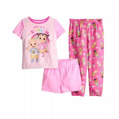 Пижамный комплект из 3 предметов CoComelon Rainbow для маленьких девочек Licensed Character