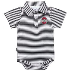 Одежда для младенцев Черно-белый боди в полоску с короткими рукавами штата Огайо Buckeyes Carson Unbranded