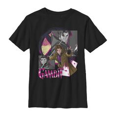 Футболка с графическим рисунком и логотипом Marvel X-Men Gambit для мальчиков 8–20 лет Licensed Character, черный