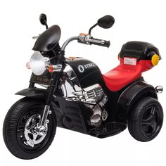 Детский мотоцикл Aosom 6V, велосипед для бездорожья, электрический аккумулятор, игрушечный внедорожный уличный велосипед с музыкой и кнопками звукового сигнала, стабильный трехколесный дизайн и заднее место для хранения, черный Aosom, черный