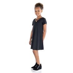 Платье-футболка для девочек с короткими рукавами для девочек 247 Comfort Kids, черный