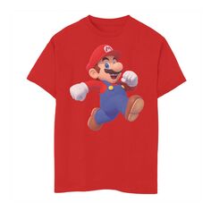 Футболка с рисунком «Бегущий человек Марио» для мальчиков 8–20 лет Nintendo Super Mario Bros. Licensed Character, красный