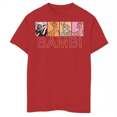 Футболка с рисунком Disney Bambi Group Shot Box Up для мальчиков 8–20 лет Disney, красный