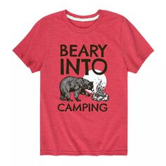 Футболка с рисунком Beary Into Camping для мальчиков 8–20 лет Licensed Character, красный