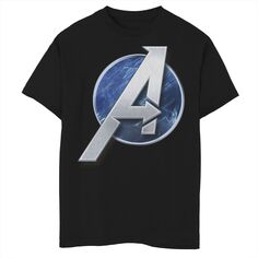 Футболка с ярким логотипом Marvel&apos;s The Avengers для мальчиков 8–20 лет Licensed Character, черный