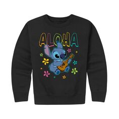 Флисовый пуловер с рисунком Aloha для мальчиков 8–20 лет Disney&apos;s Lilo &amp; Stitch Disney, черный