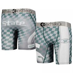 Молодежные боксеры в шахматную клетку Ethika Green Michigan State Spartans Podium Unbranded