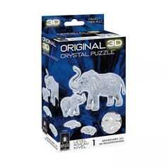 3D-хрустальный пазл «Университетские игры» — «Слон и ребенок», 46 деталей University Games