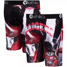 Молодежные боксеры Ethika Red/Black Wisconsin Badgers Collegiate Spirit Unbranded