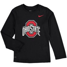 Молодежная футболка с длинным рукавом и логотипом Nike Heathered Black Ohio State Buckeyes Legend Nike
